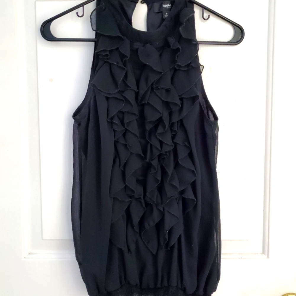 Sheer Black Ruffle Top